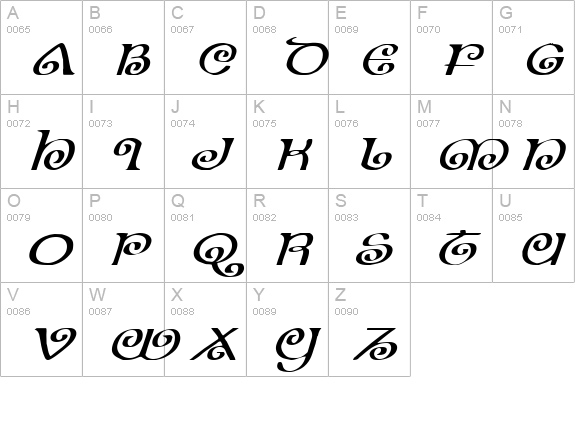 The Shire Expanded Italic uppercase A-Z preview