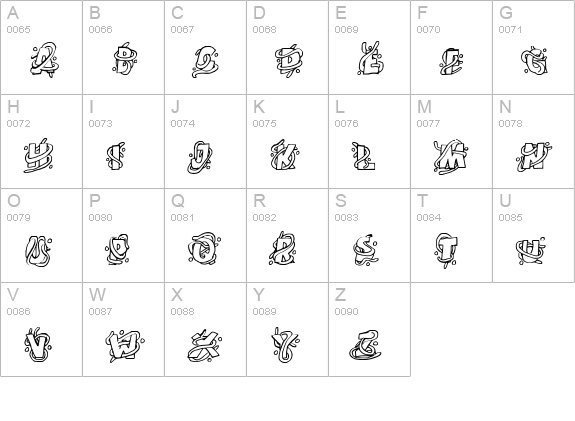 The Worms uppercase A-Z preview