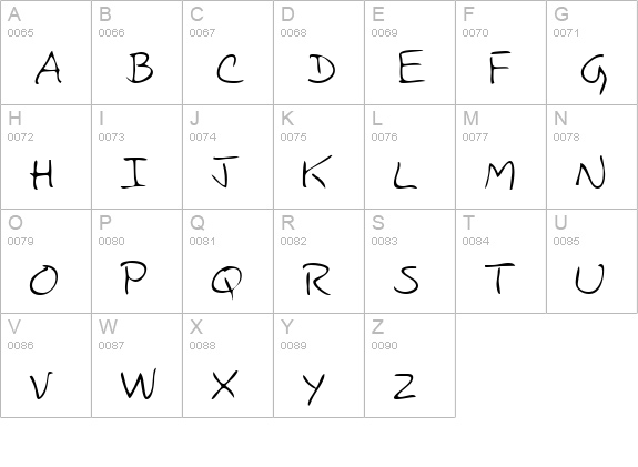 ThelmasHand Regular uppercase A-Z preview