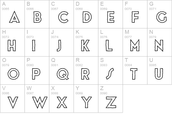 theLUXX Outiline Crashed uppercase A-Z preview