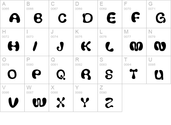 Thickhead uppercase A-Z preview