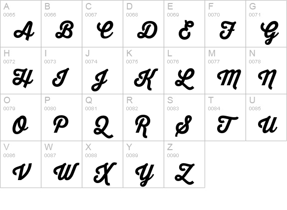 Thirsty Script Extrabold Demo uppercase A-Z preview