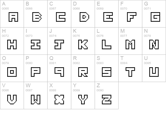 Thirteen Pixel Fonts Regular uppercase A-Z preview
