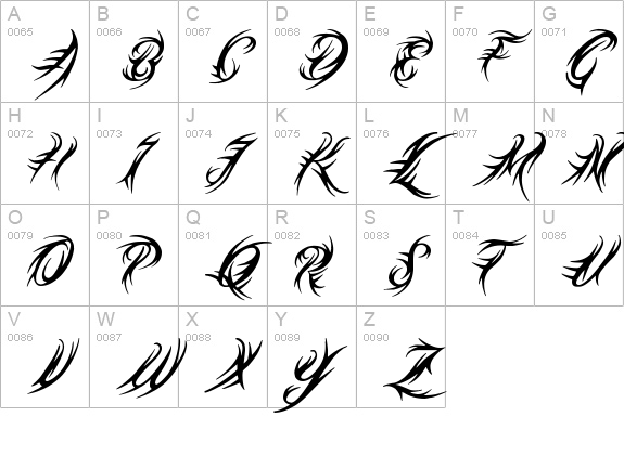This is Tattoo uppercase A-Z preview