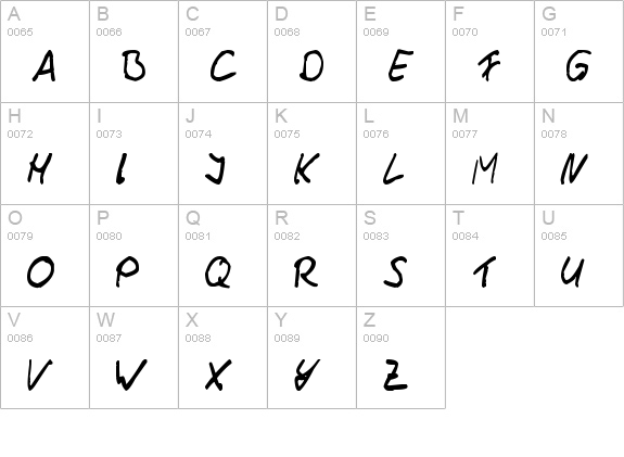 Thommy Handwrite uppercase A-Z preview