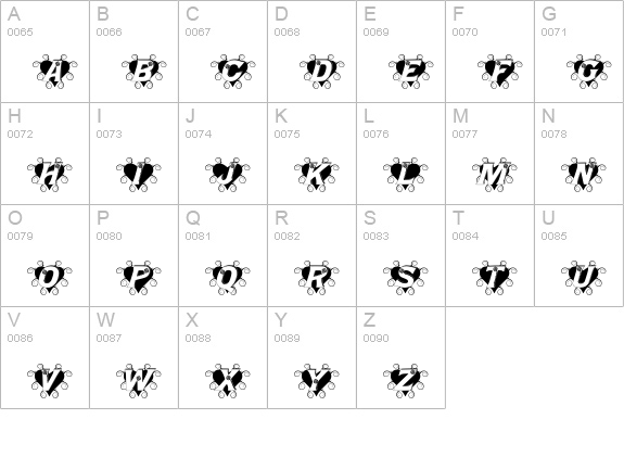 Thorn_Heart uppercase A-Z preview