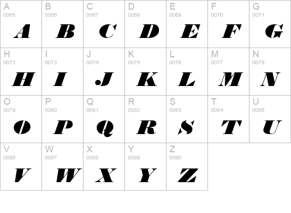 ThorowgoodDReg Italic uppercase A-Z preview