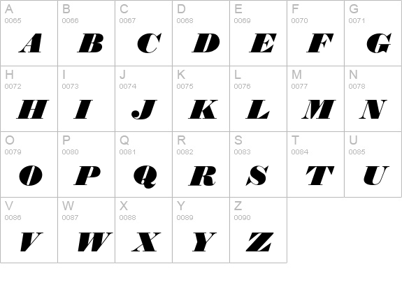 ThorowgoodEF-RegularItalic uppercase A-Z preview