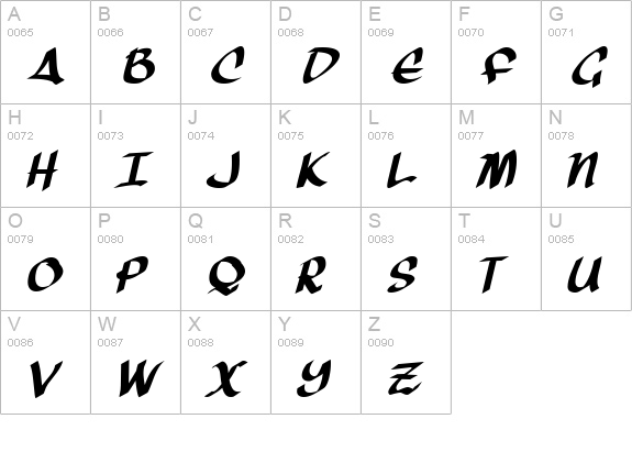 Three Arrows Italic uppercase A-Z preview