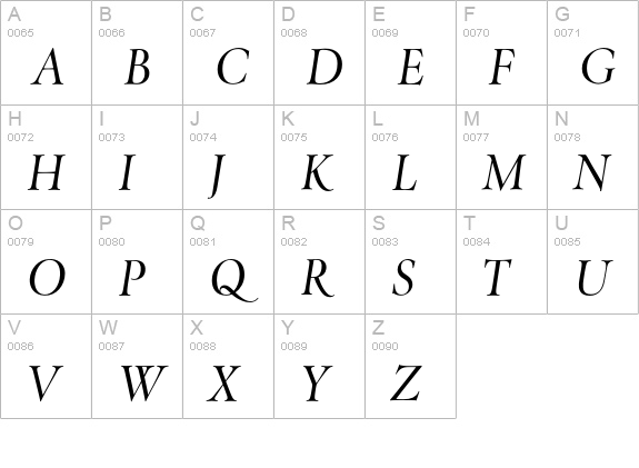 ThrohandInk-Italic uppercase A-Z preview