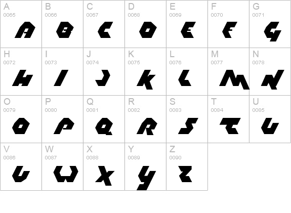 Thrust uppercase A-Z preview