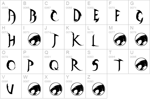 ThunderCats uppercase A-Z preview