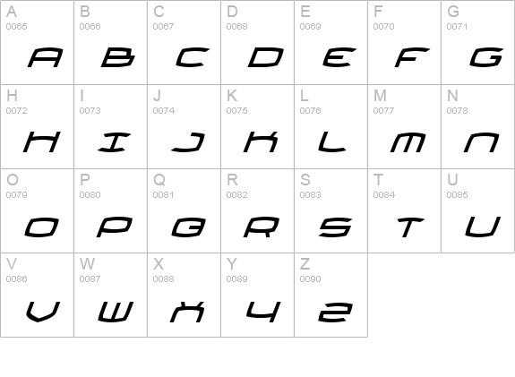 Thundergod Italic uppercase A-Z preview