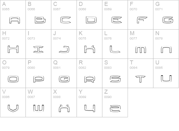 Thundergod Outline uppercase A-Z preview