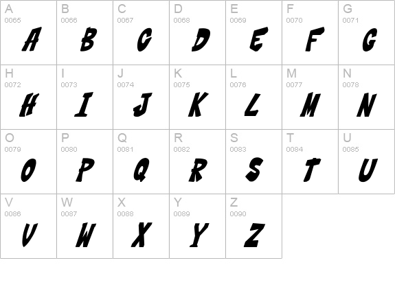 THWACK!!! uppercase A-Z preview