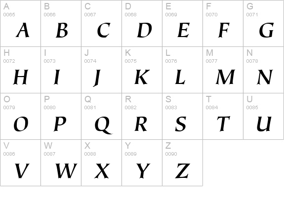 Tiepolo Bold Italic uppercase A-Z preview