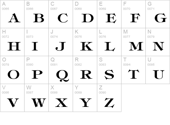 Tiffany-Bold Wd uppercase A-Z preview