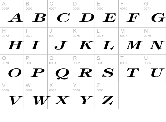 Tiffany-BoldItalic Ex uppercase A-Z preview