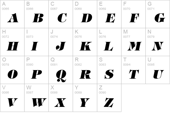 Tiffany Heavy Italic BT uppercase A-Z preview