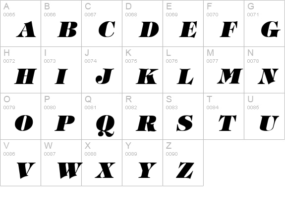 Tiffany Italic uppercase A-Z preview