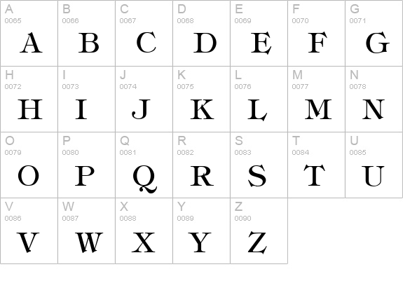 Tiffany-Normal uppercase A-Z preview