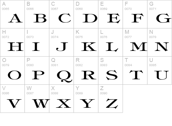 Tiffany-Normal Ex uppercase A-Z preview