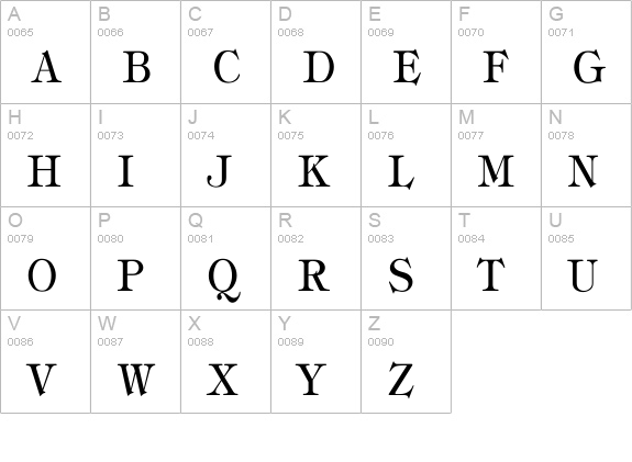 Tiffany-Normal Th uppercase A-Z preview