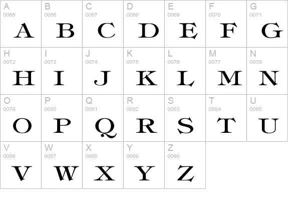 Tiffany-Normal Wd uppercase A-Z preview