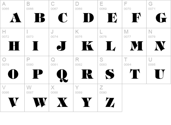 TiffanyHeavy uppercase A-Z preview