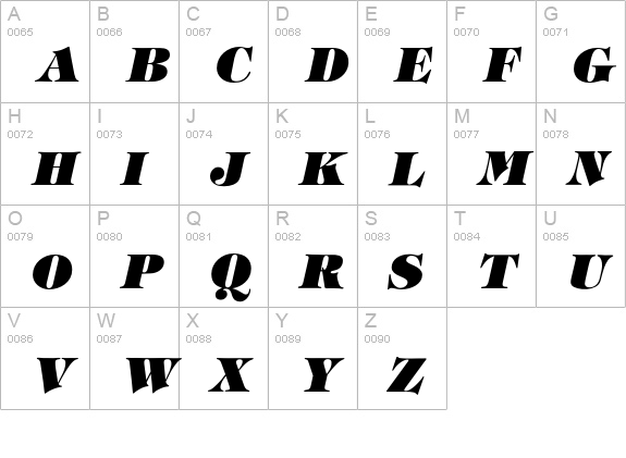 TiffanyHeavyItalic uppercase A-Z preview