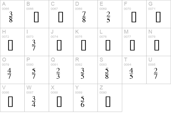 TiFractions uppercase A-Z preview