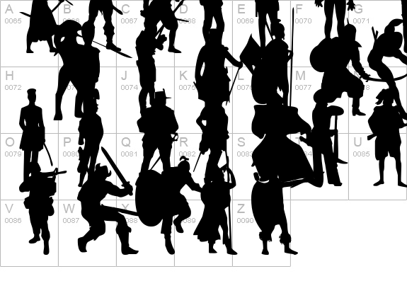 Time Warriors uppercase A-Z preview