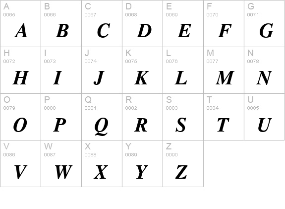 Times CG ATT Bold Italic uppercase A-Z preview