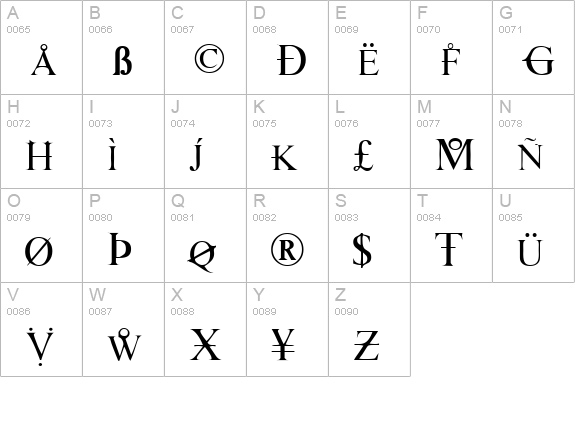 Times_Hackers uppercase A-Z preview
