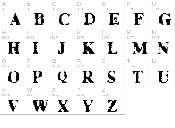 TimesNoRoman uppercase A-Z preview