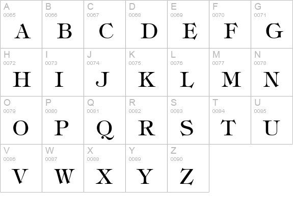Timpani uppercase A-Z preview