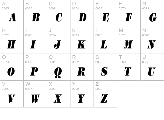 Timpani_Heavy-Italic Cn uppercase A-Z preview