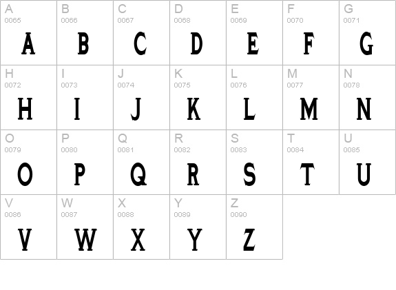 TinplateTitlingBlackNarrow uppercase A-Z preview