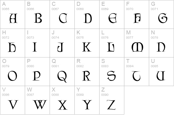 Tintagel uppercase A-Z preview