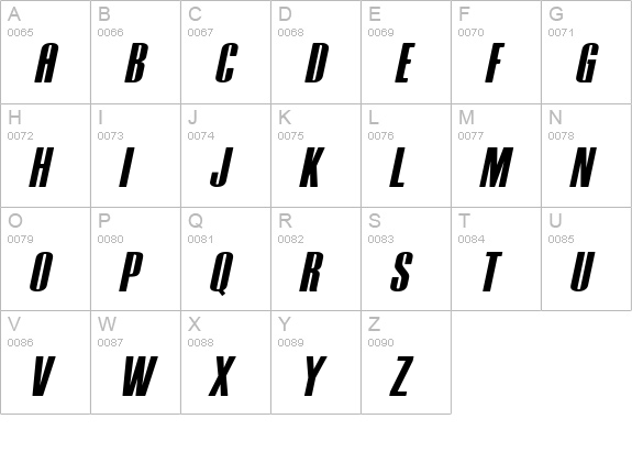 Tipo PRESS Italic uppercase A-Z preview