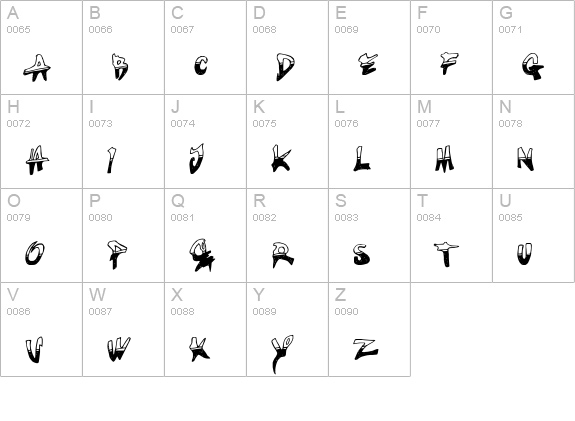 TIRED TERRORIST uppercase A-Z preview