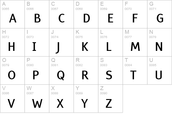 Tiresias PCfont uppercase A-Z preview