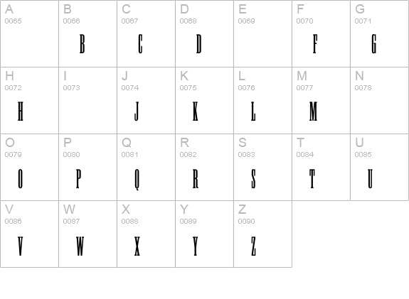 TitanicCondensed uppercase A-Z preview
