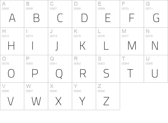 Titillium WebThin uppercase A-Z preview