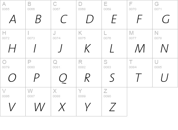 TMixExtraLight-Italic uppercase A-Z preview