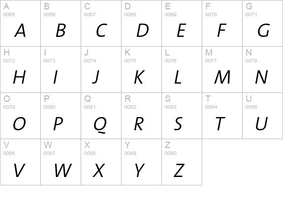 TMixSemiLight-Italic uppercase A-Z preview