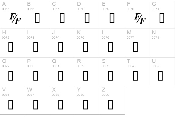 TmsFE BoldItalic uppercase A-Z preview