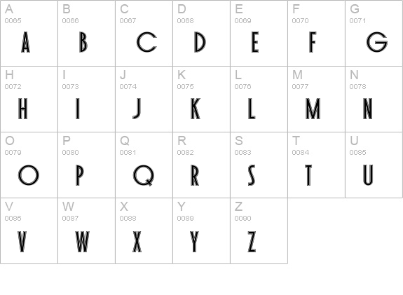 Toasted Vein BTN Inline uppercase A-Z preview