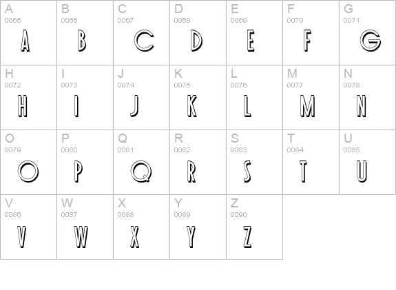 Toasted Vein BTN Shadow uppercase A-Z preview