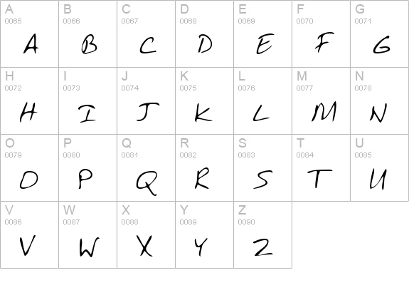TobysHand Regular uppercase A-Z preview